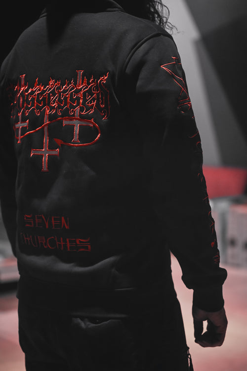 POSSESSED 40 YEARS SEVEN CHURCHES ZIP HOODY - BLACK