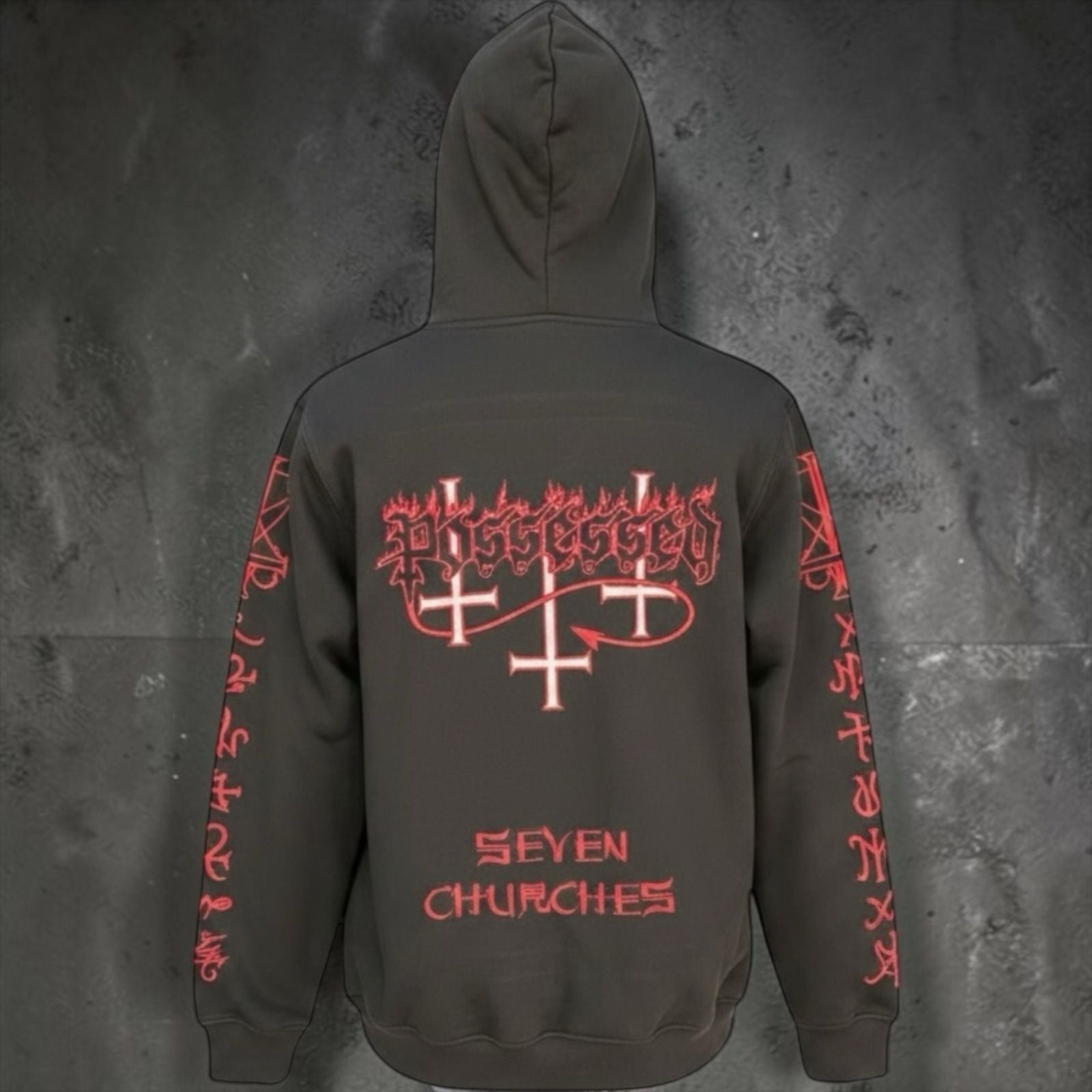 POSSESSED 40 YEARS SEVEN CHURCHES ZIP HOODY - BLACK
