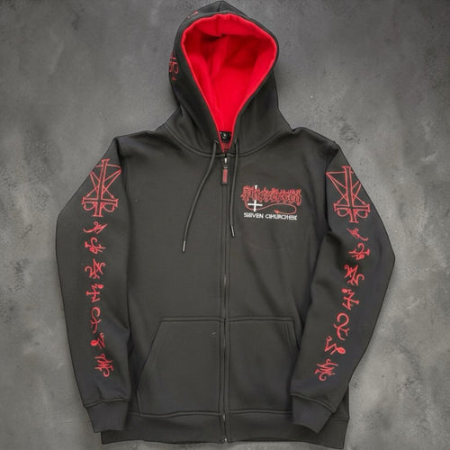POSSESSED 40 YEARS SEVEN CHURCHES ZIP HOODY - BLACK