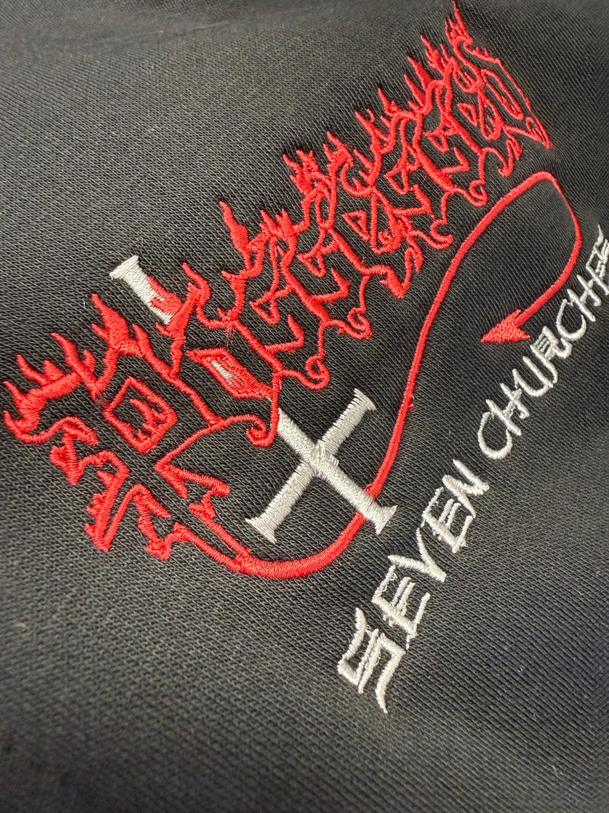 POSSESSED 40 YEARS SEVEN CHURCHES ZIP HOODY - BLACK